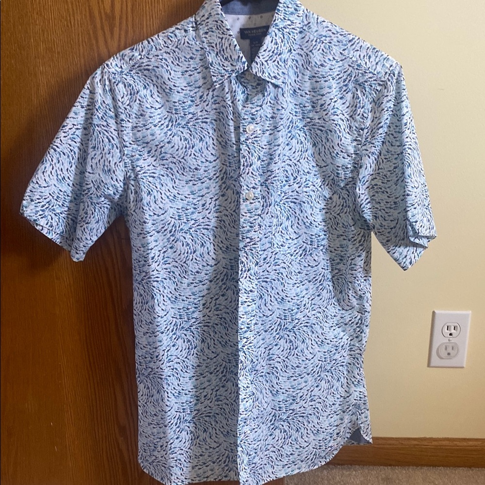 Van Heusen Blue and White Casual Button Down Shirt